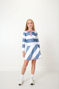 Rugby Dress in Slate & White