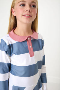 Rugby Dress in Slate & White