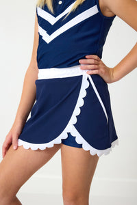 Scalloped Skort in Navy
