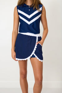 Scalloped Skort in Navy