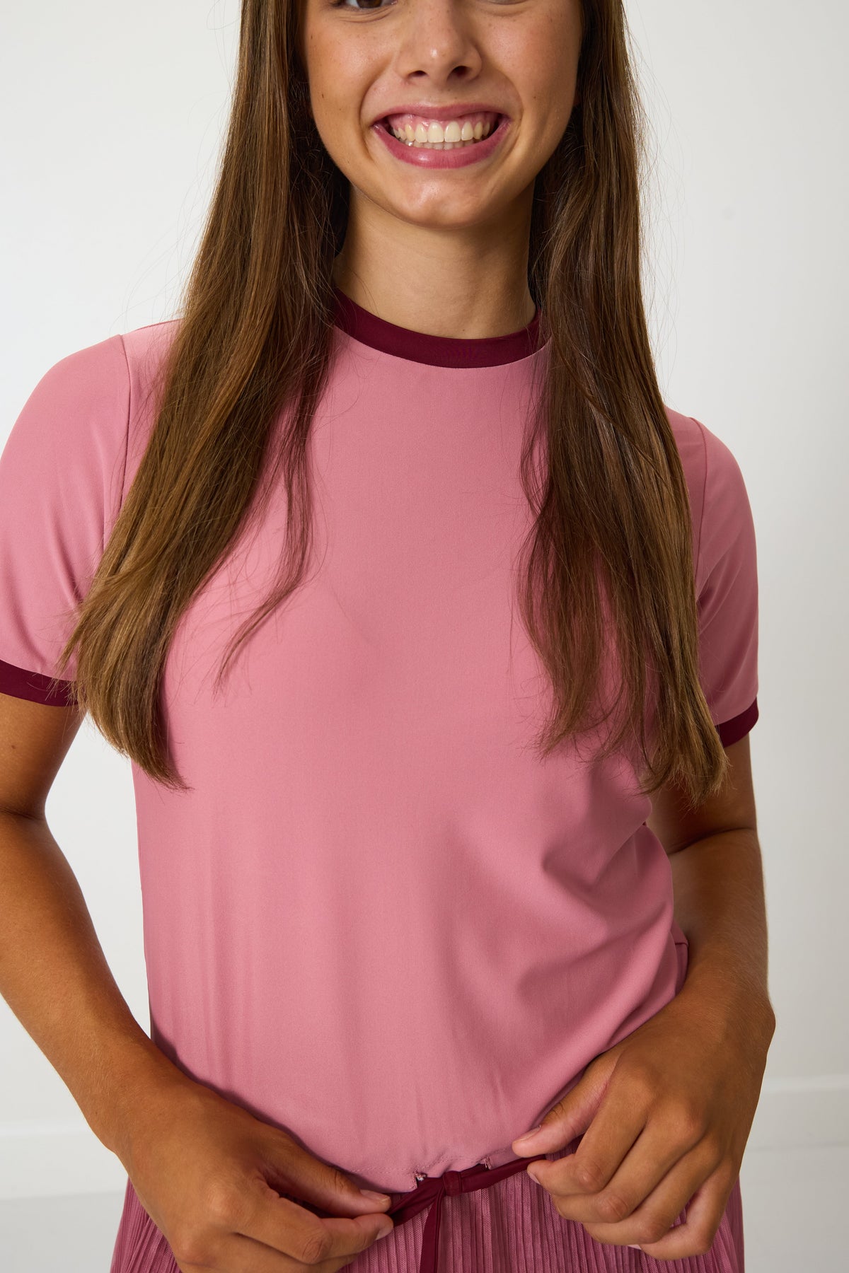 Dance Tee in Dusty Pink & Maroon