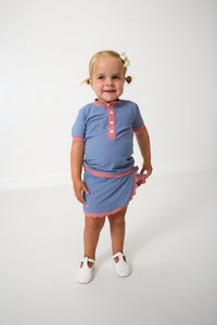 Henley Shirt in Dusty Pink & Slate