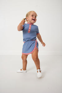 Scalloped Skort in Slate & Dusty Pink