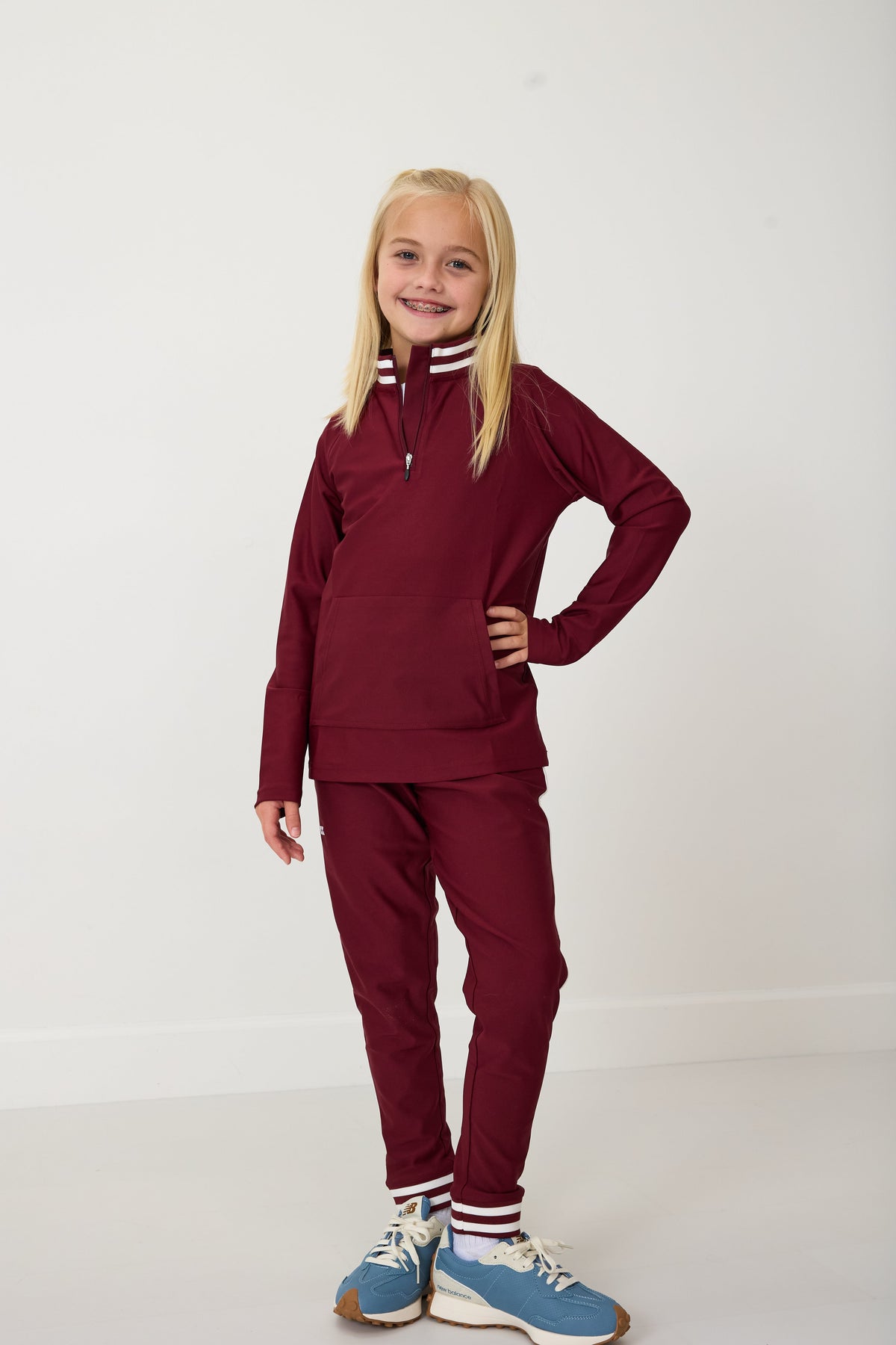 Retro Warm-Up Jogger in Maroon