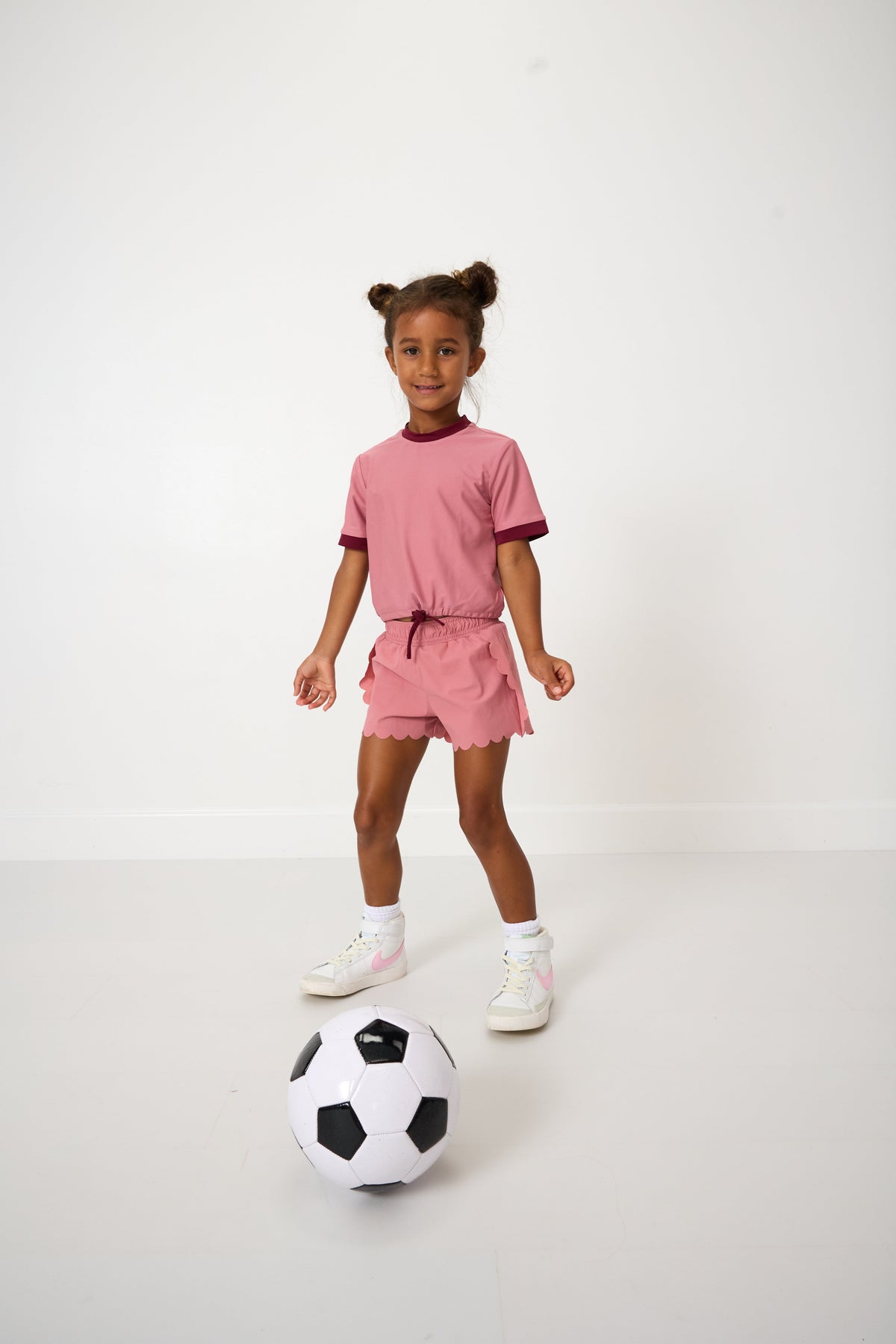 Scalloped Shorts in Dusty Pink