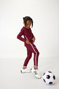 Retro Warm-Up Jogger in Maroon