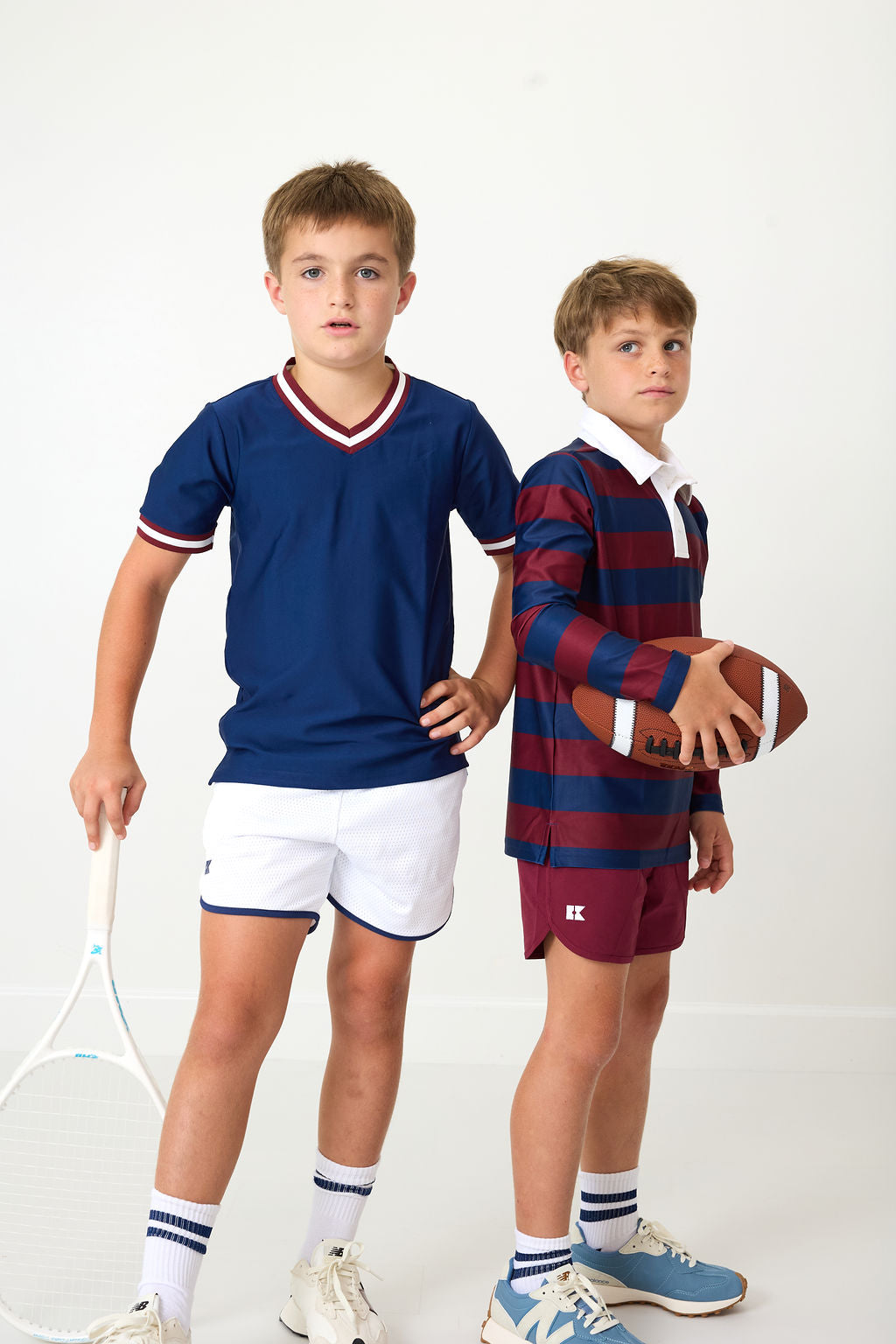 Long Sleeve Rugby Polo Shirt in Maroon & Navy Stripe