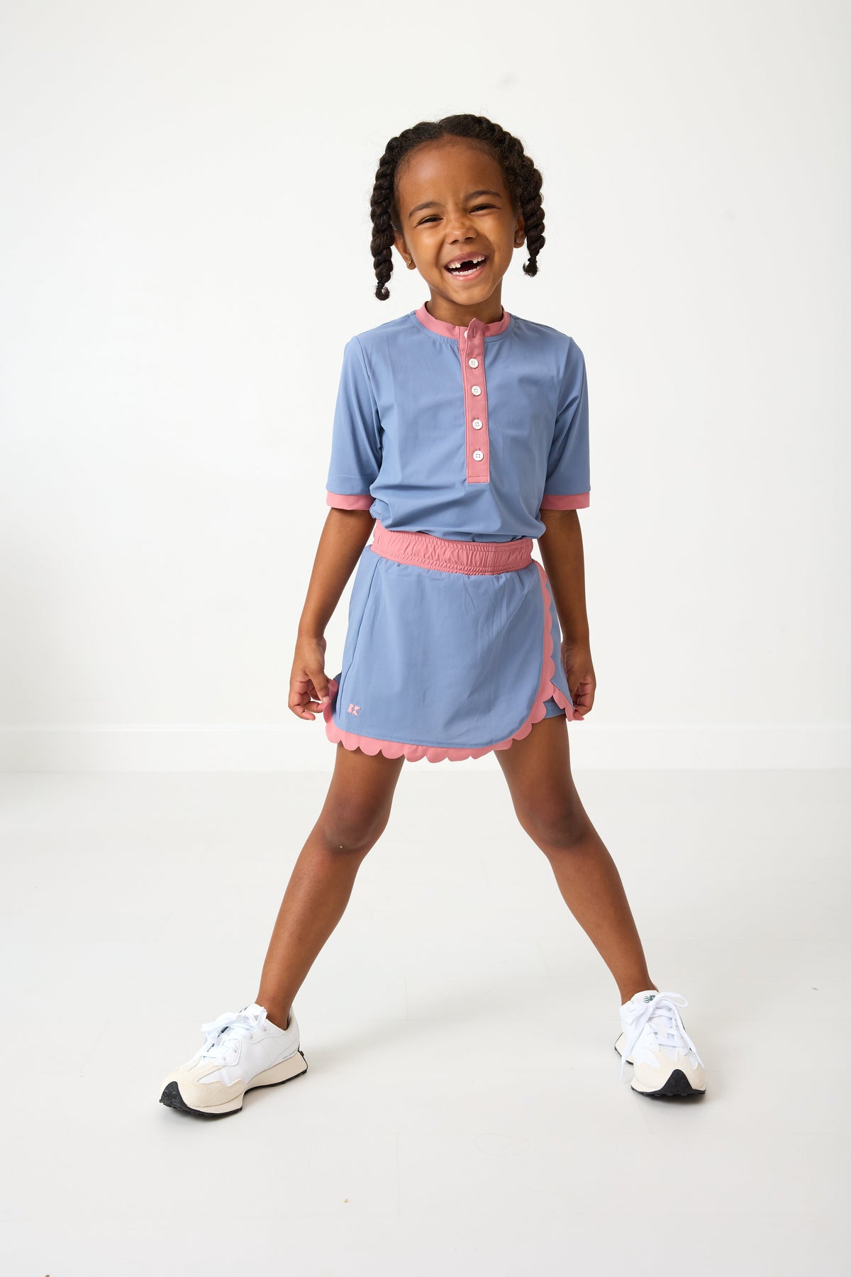 Henley Shirt in Dusty Pink & Slate