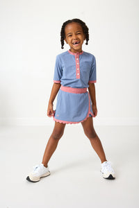 Henley Shirt in Dusty Pink & Slate