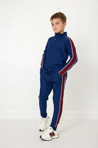 Sideline Half-Zip in Navy with Maroon Stripe