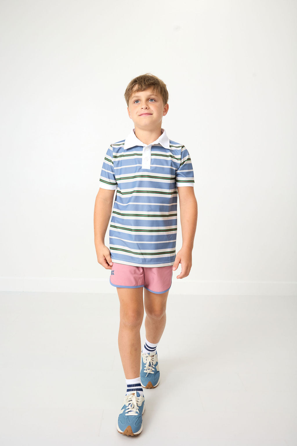 Retro Super Short in Dusty Pink with Slate Piping