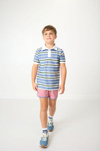 Retro Super Short in Dusty Pink with Slate Piping