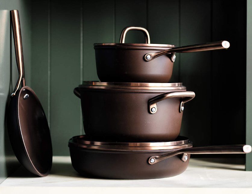 Brown Ceramic Frying Pans Set