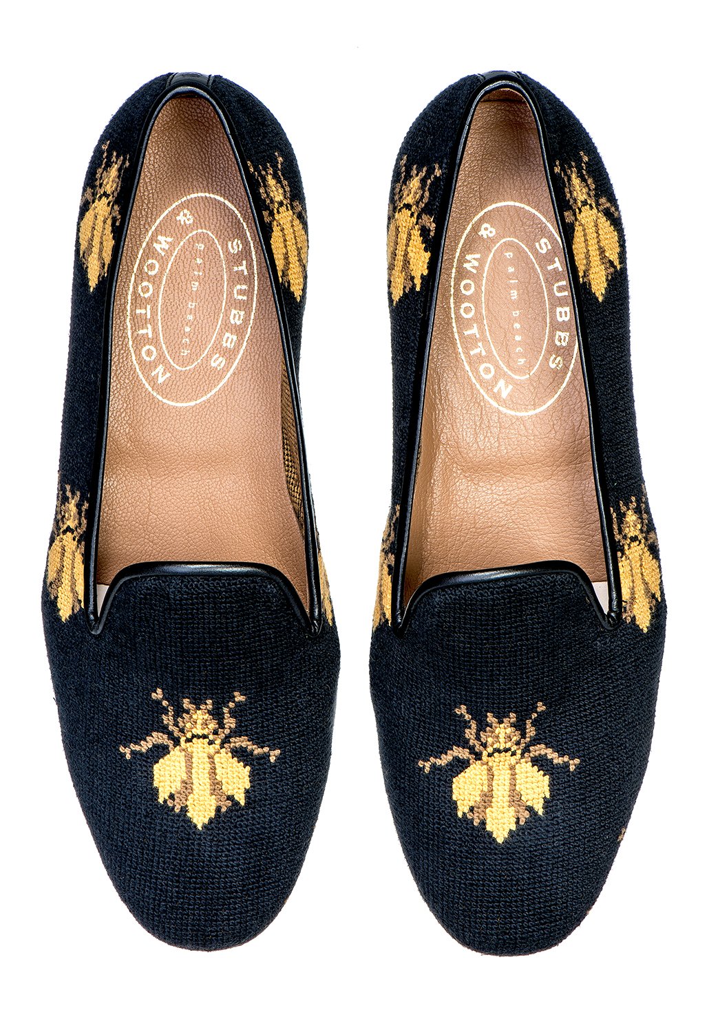 Our Bee Black Needlepoint Slipper (Women) item is photographed here against a white background.