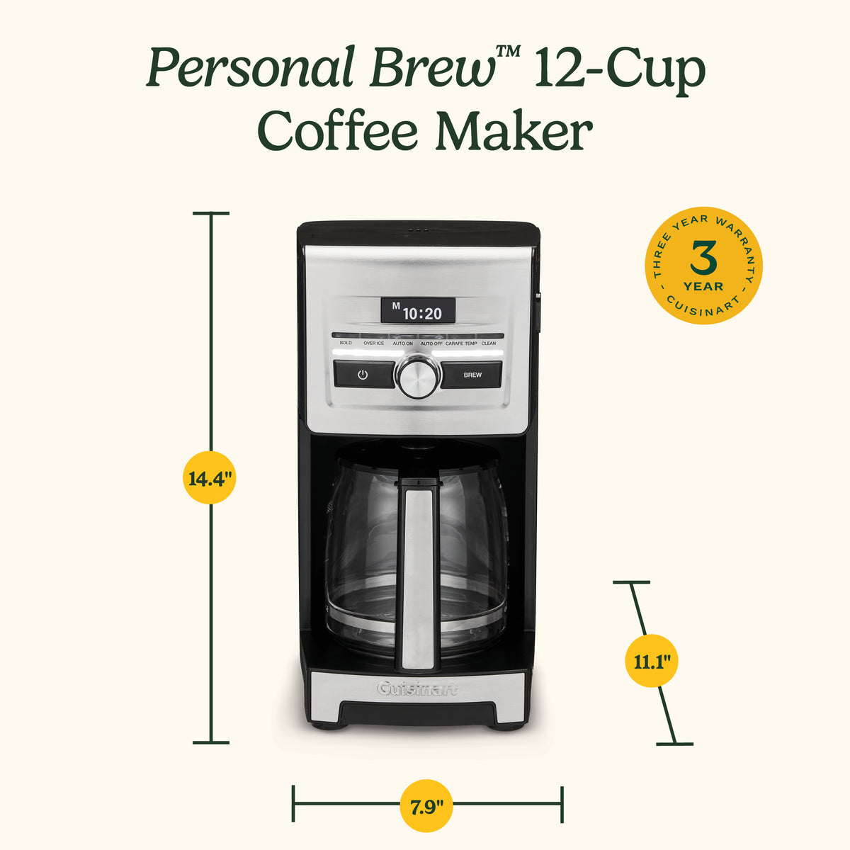 Personal Brew 12-Cup Coffee Maker in Black and Stainless