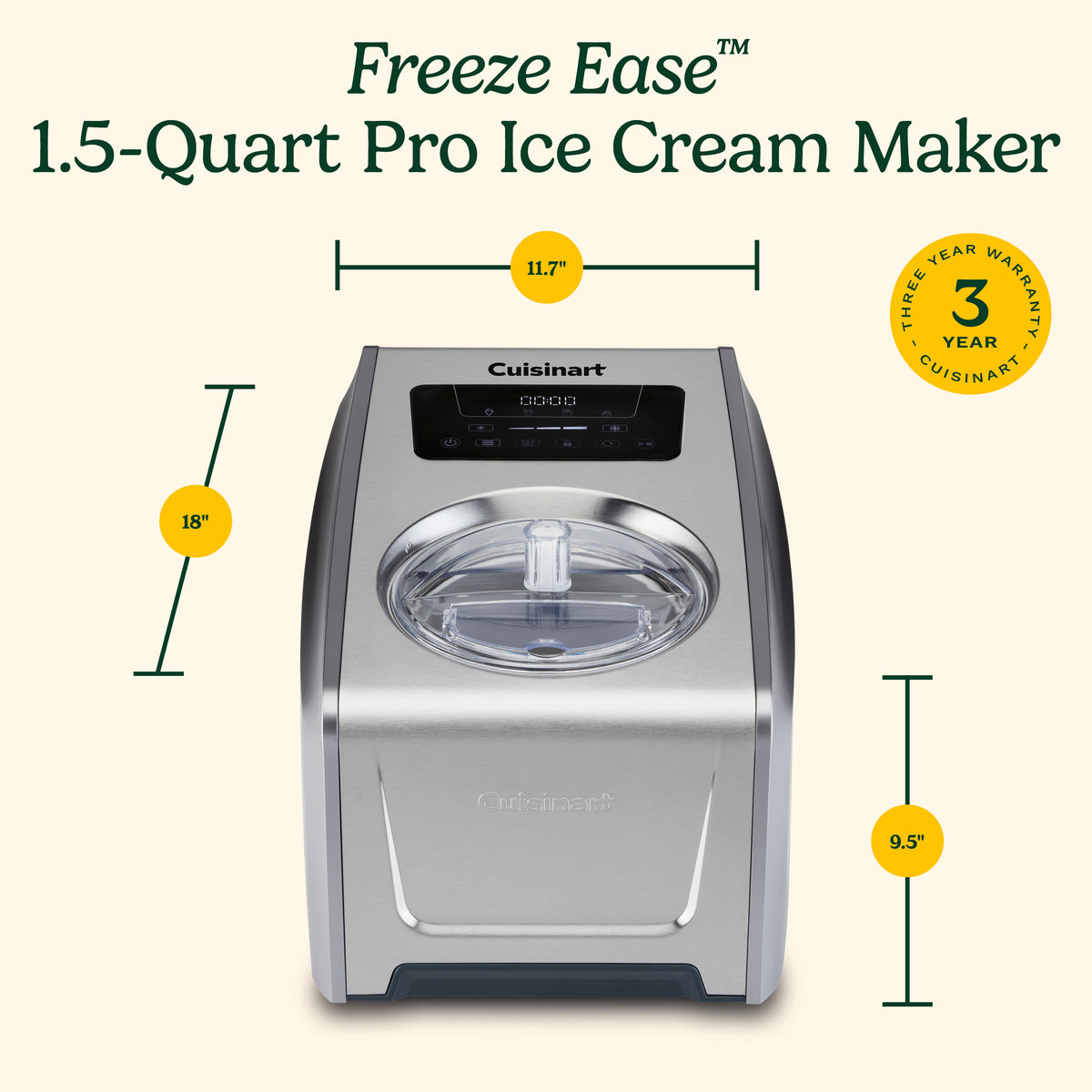Freeze Ease 1.5-Quart Pro Ice Cream Maker in Stainless Steel and Multicolored