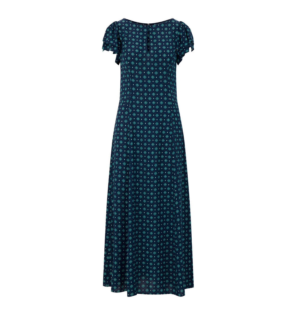 The Clare Dress in Juniper Foulard