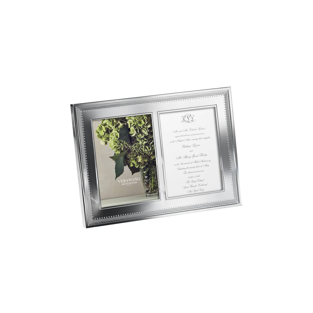Vera Wang Grosgrain Double Picture Frame 5x7 in Silver