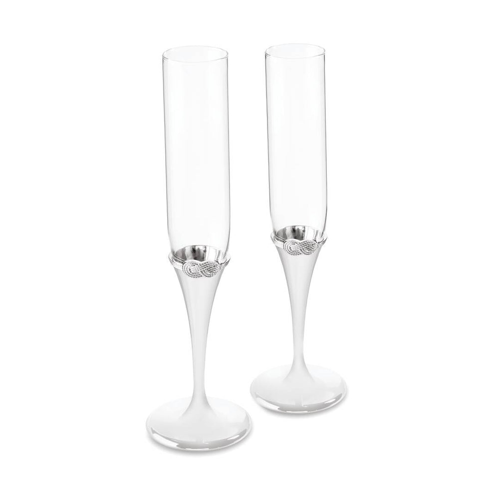 Vera Wang Infinity Toasting Flute in Silver, Set of 2