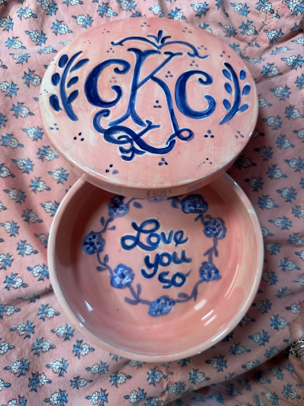 Round Keepsake Box (Pink and Blue) - Premium  from Tricia Lowenfield Design 
