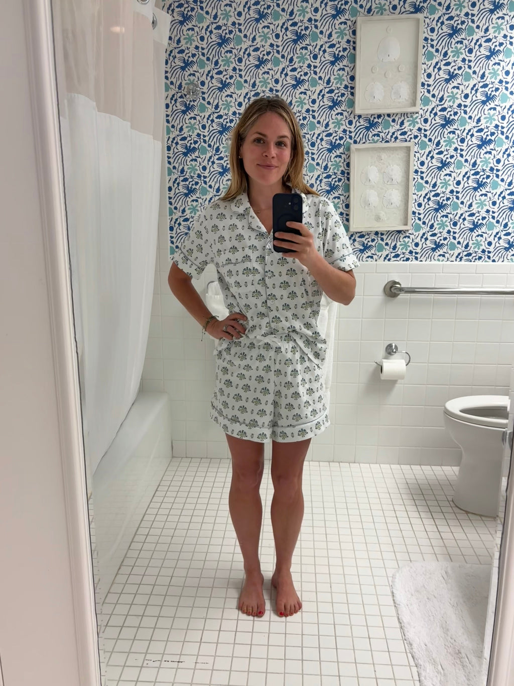 Posy Floral Block Women's Button Front Short Pajama Set