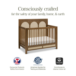 Eloise 4-in-1 Convertible Crib in Natural Walnut & Performance Sand Eco-Weave