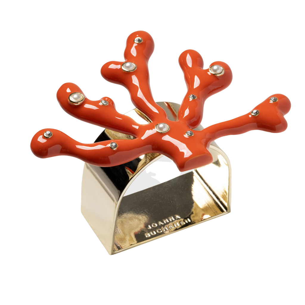 Coral Napkin Rings in Coral, Set of Four