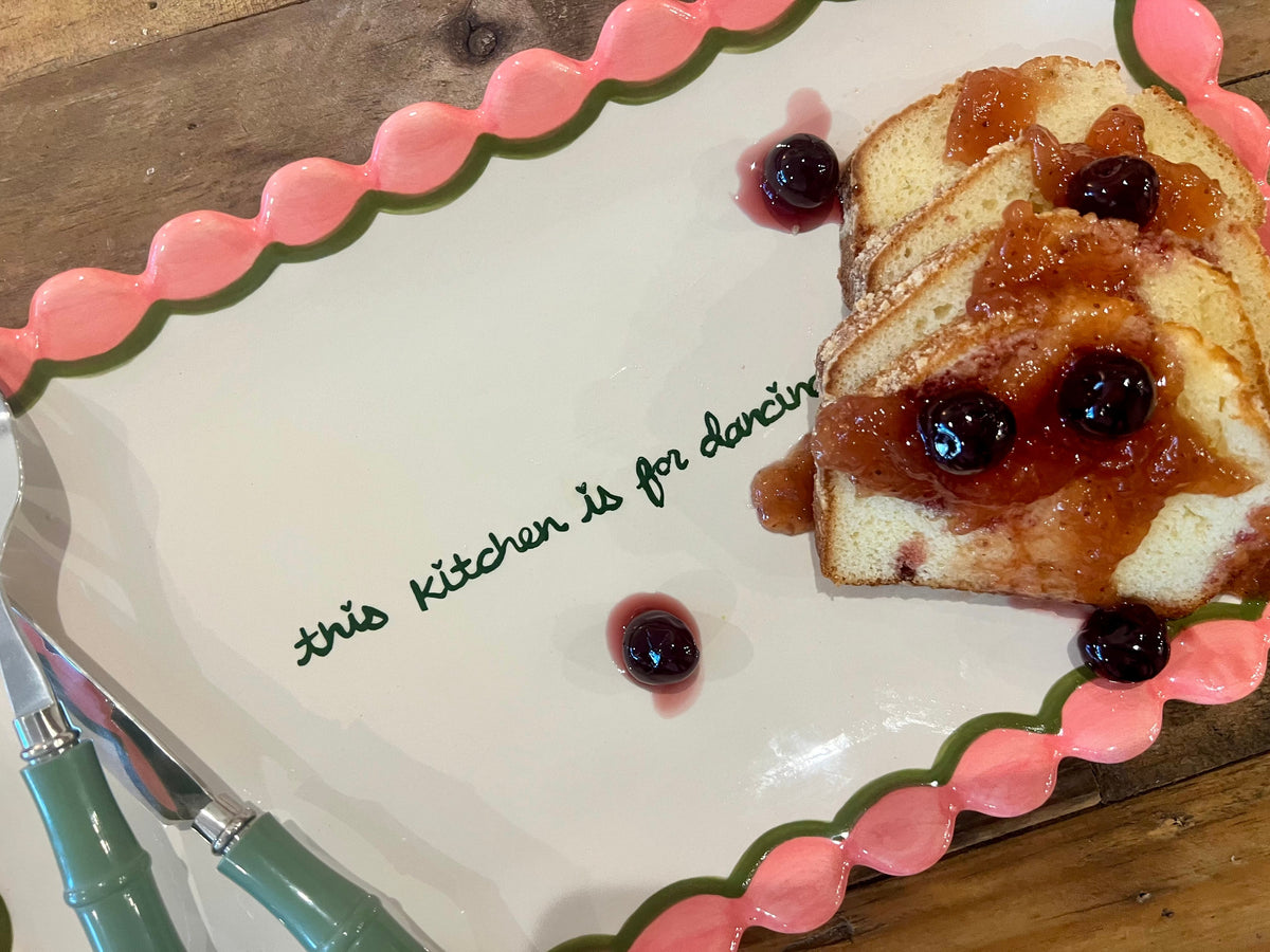 Hand-painted “This Kitchen is for Dancing” Scalloped Tray