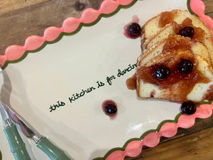 Hand-painted “This Kitchen is for Dancing” Scalloped Tray