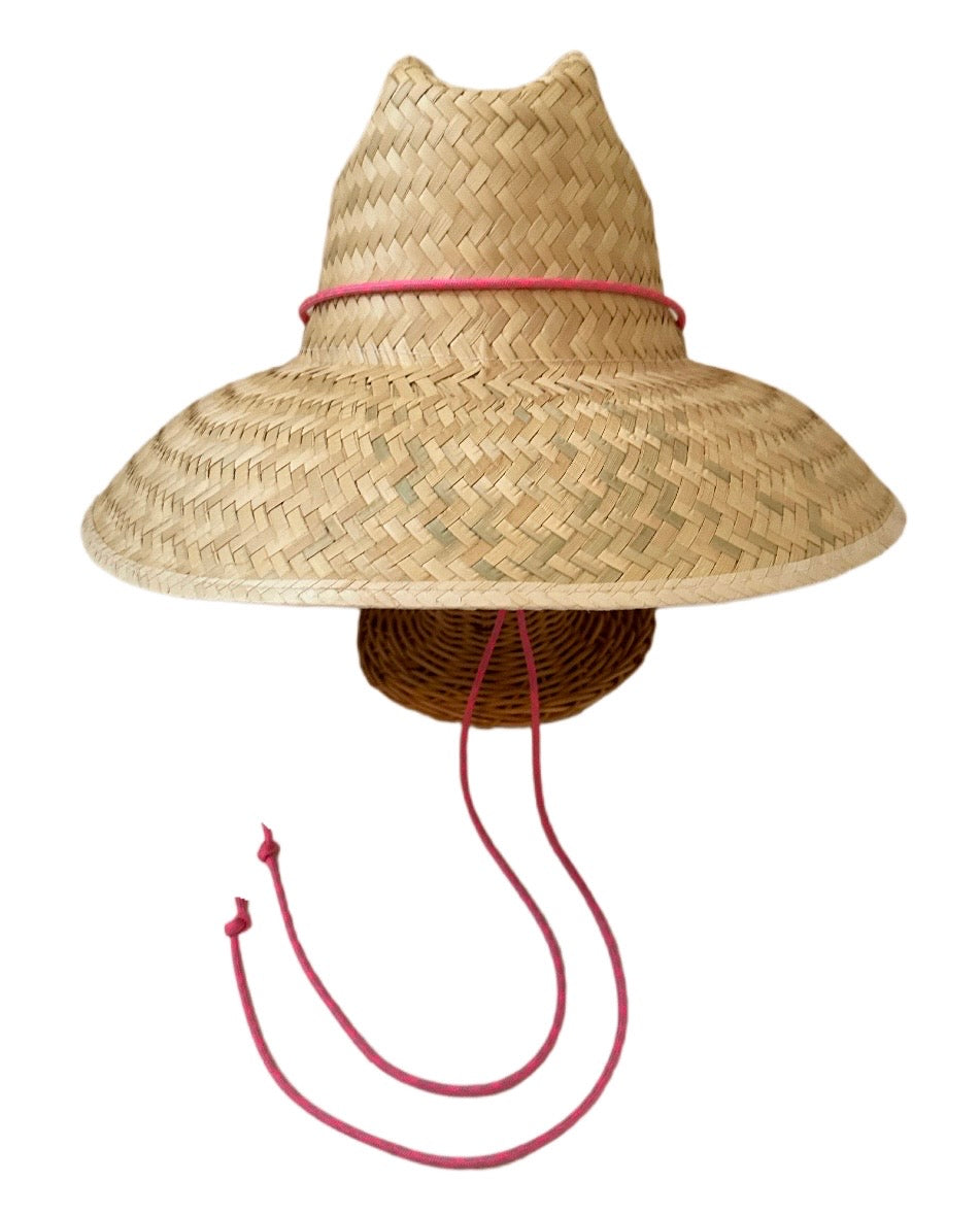 Begonia Sun Hat in Neon Pink Lanyard with Rose Quartz Toggle