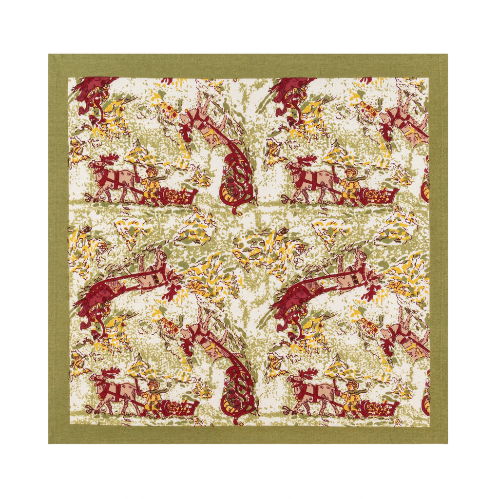 Renne Reindeer Napkins in Red & Green, Set of 6