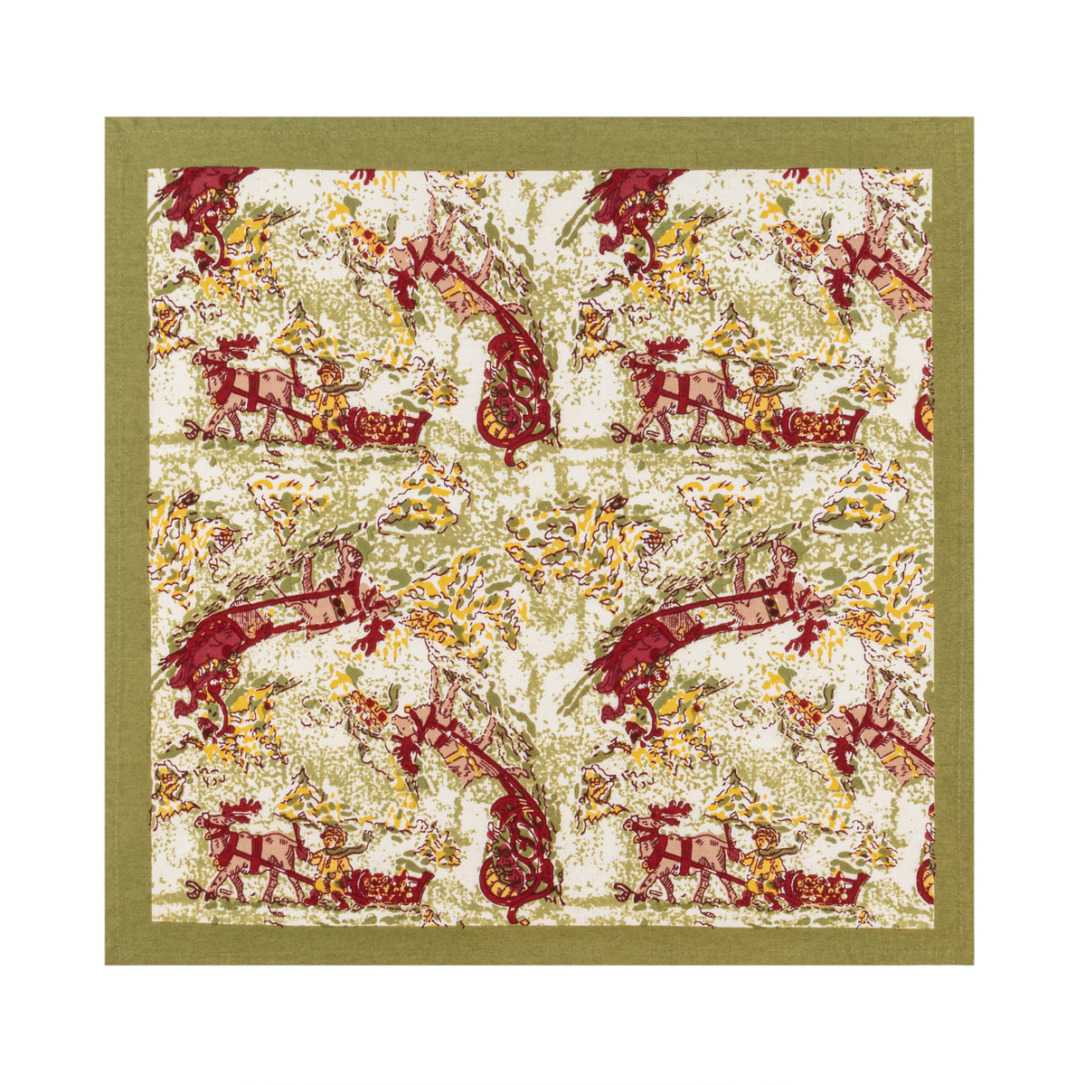 Renne Reindeer Napkins in Red & Green, Set of 6