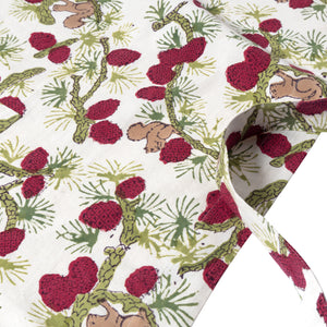Squirrel and Pinecone Apron in Red & Brown