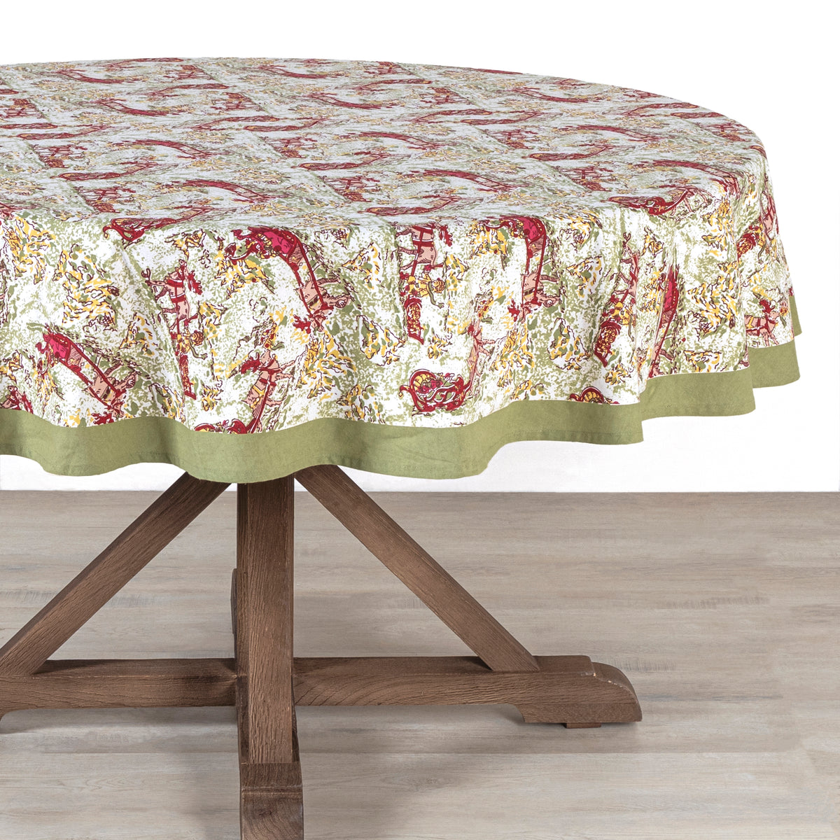 Renne Reindeer Tablecloth in Red & Green