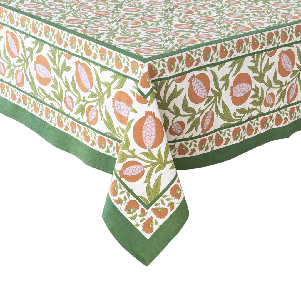 French Tablecloth Grenadine Orange & Green