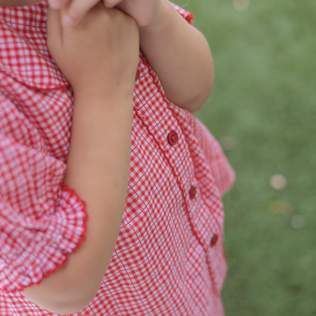 Girl’s Poppy Gingham Puff Sleeve Top & Ruffle Short Set