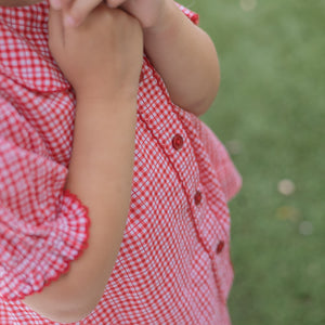 Girl’s Poppy Gingham Puff Sleeve Top & Ruffle Short Set