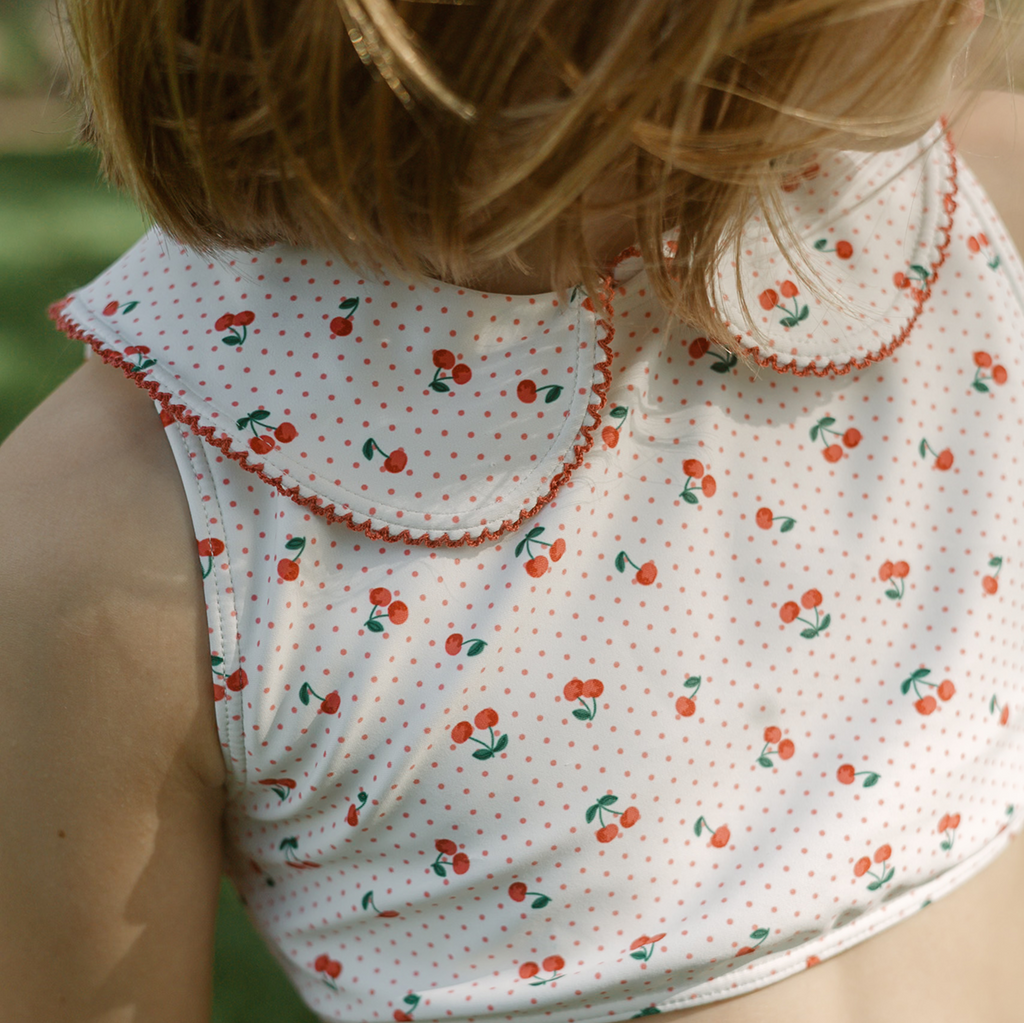 Girl’s Summer Cherries Rounded Collar Bikini