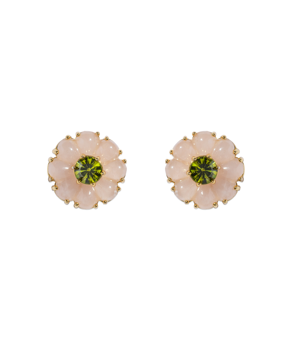 Emeline Flower Studs in Rose Quartz - Loren Hope