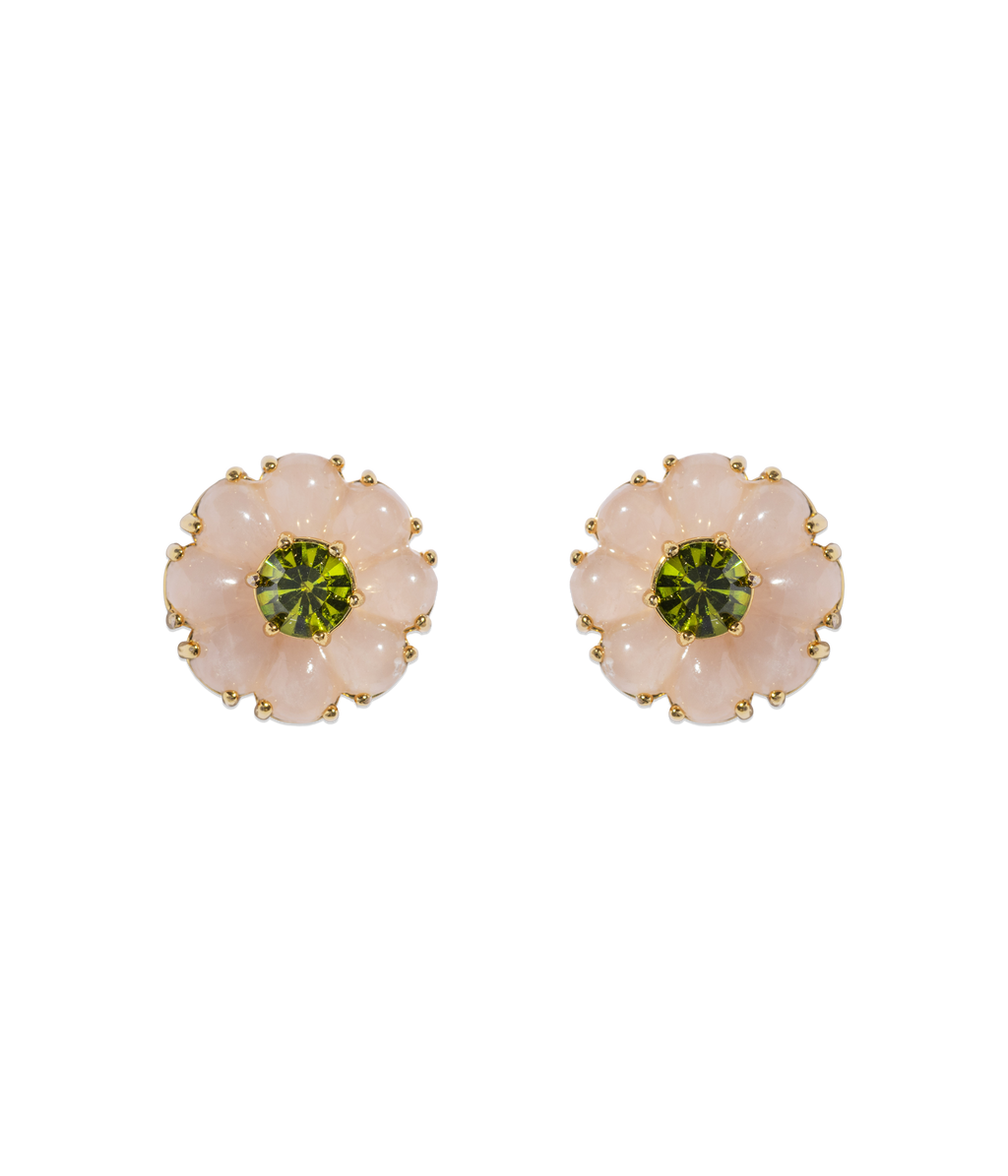Emeline Flower Studs in Rose Quartz - Loren Hope