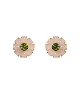 Emeline Flower Studs in Rose Quartz - Loren Hope