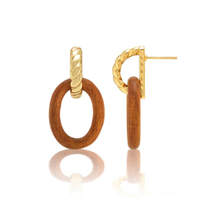 Earth Goddess Link Drop Earrings in Teak