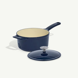 Enameled Cast Iron Saucepan in Harbour Blue