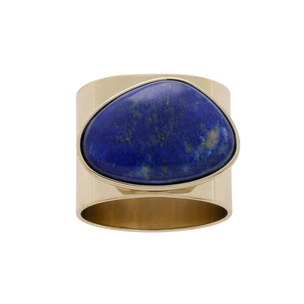 Gilt Edge Shell Napkin Rings in Lapis Lazuli, Set of Two