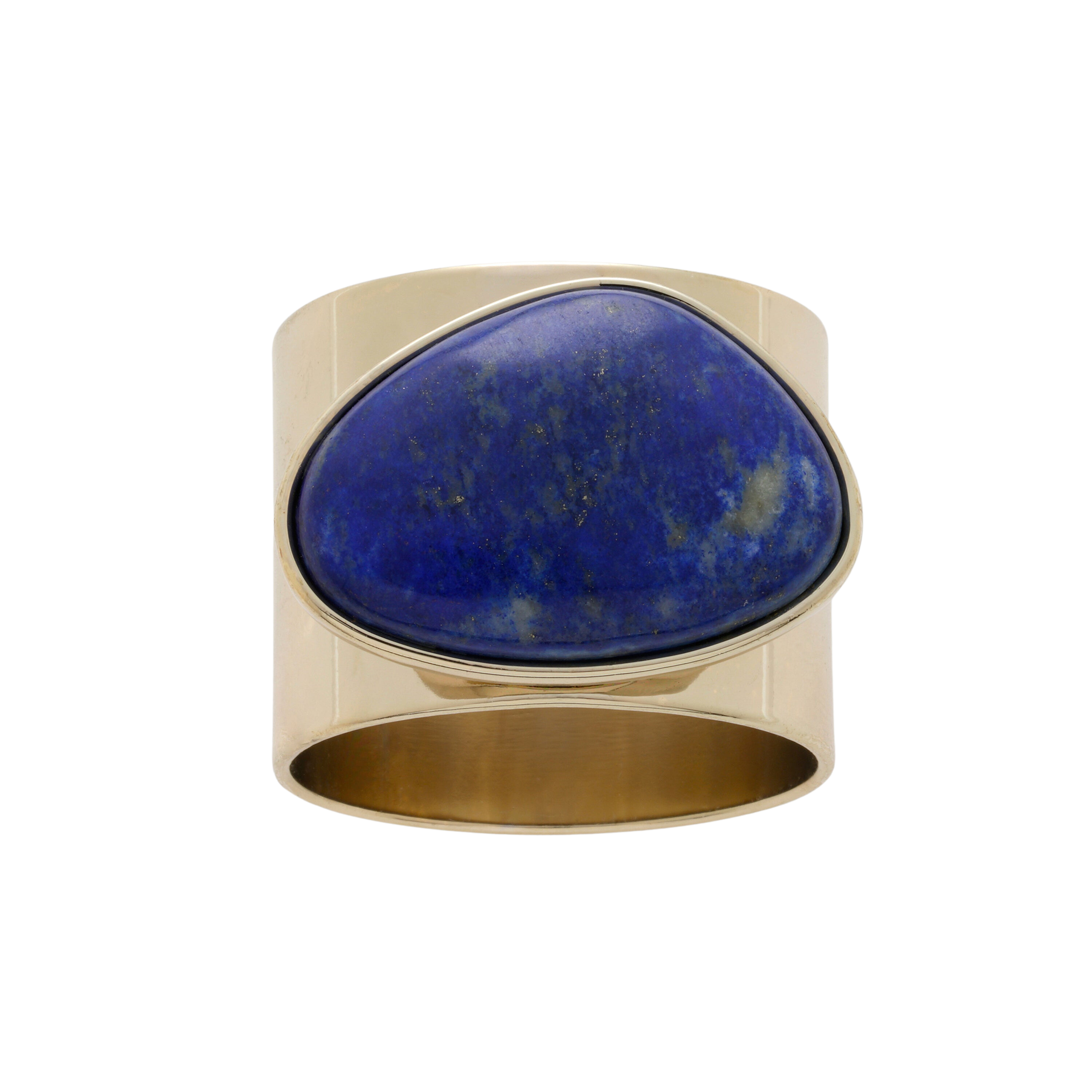 Gilt Edge Shell Napkin Rings in Lapis Lazuli, Set of Two