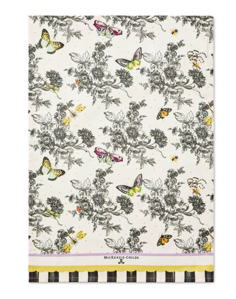 Butterfly Toile Printed Dish Towel
