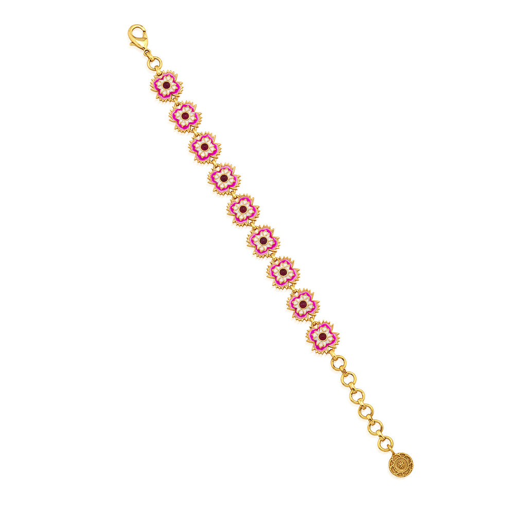 Dianthus Link Bracelet in Enamel/Jade