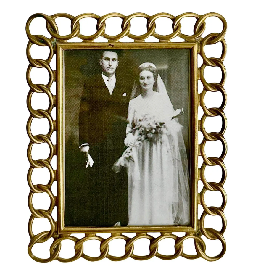 Antique English Brass Wedding Ring Photograph Frame