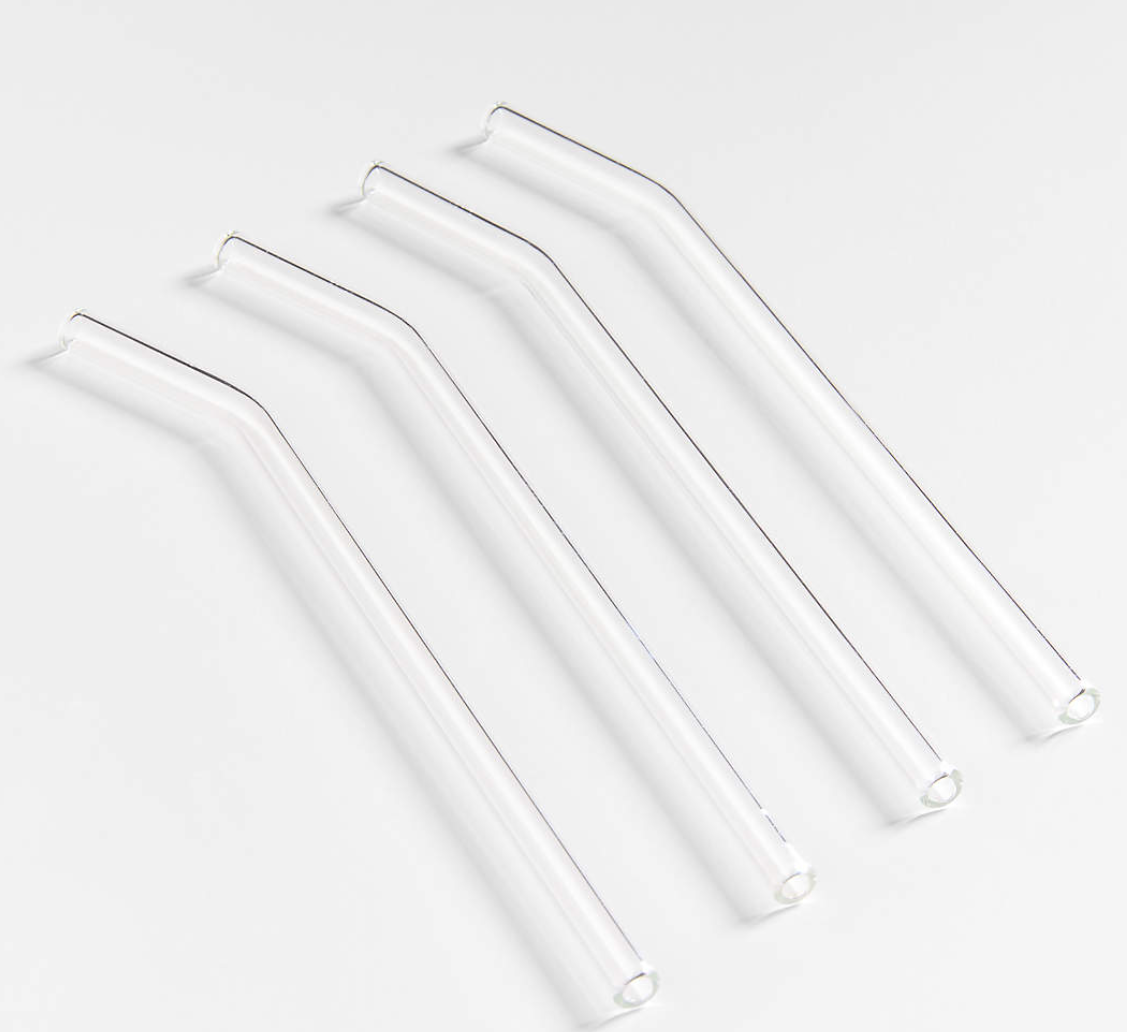 Clear Glass Straws, Set of 4