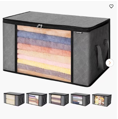 90 L Large Storage Bags, 6 Pack Clothes Storage Bin, Foldable Closet Organizers Containers with Handle, Toiletry Bag